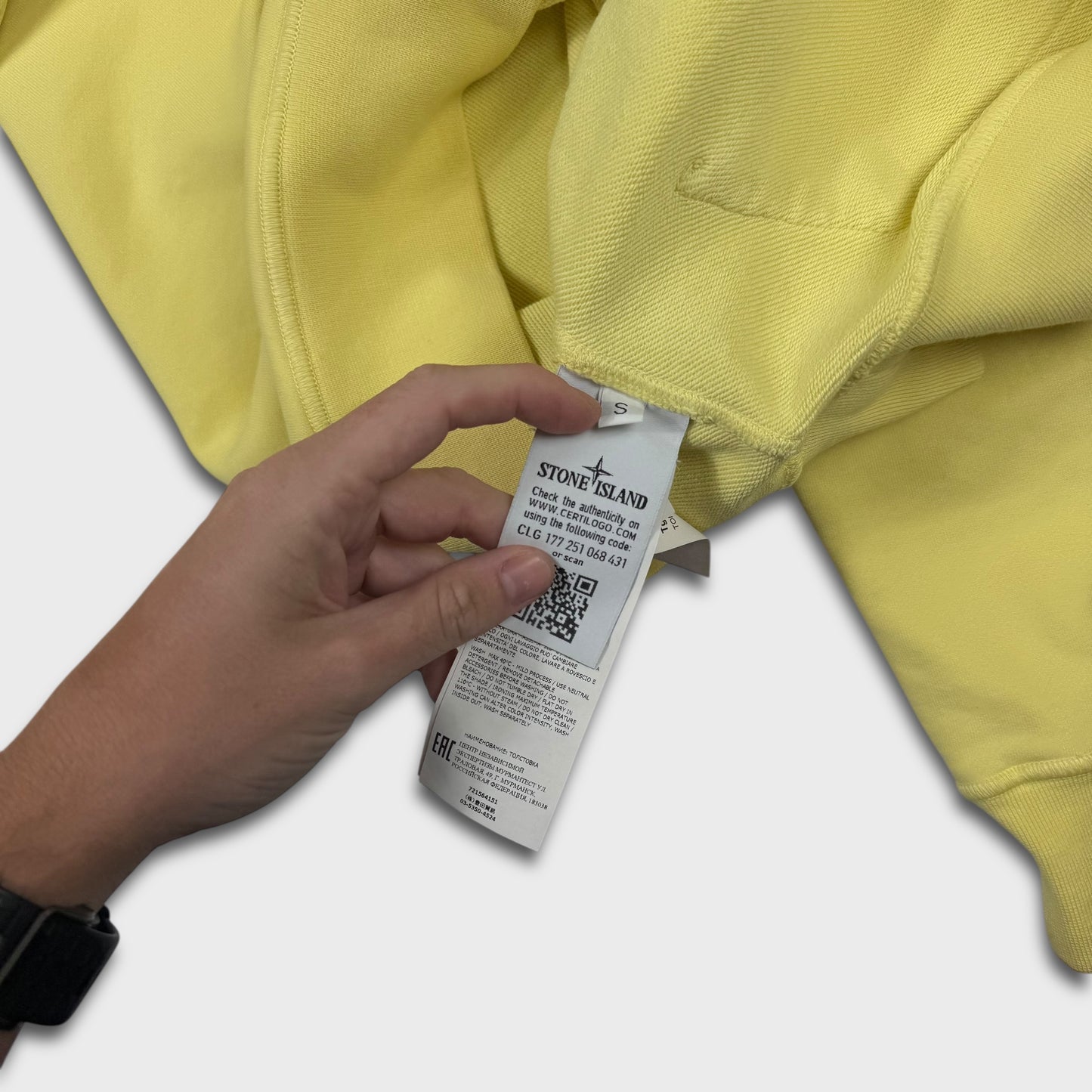 Stone Island Yellow Pullover Hoodie S