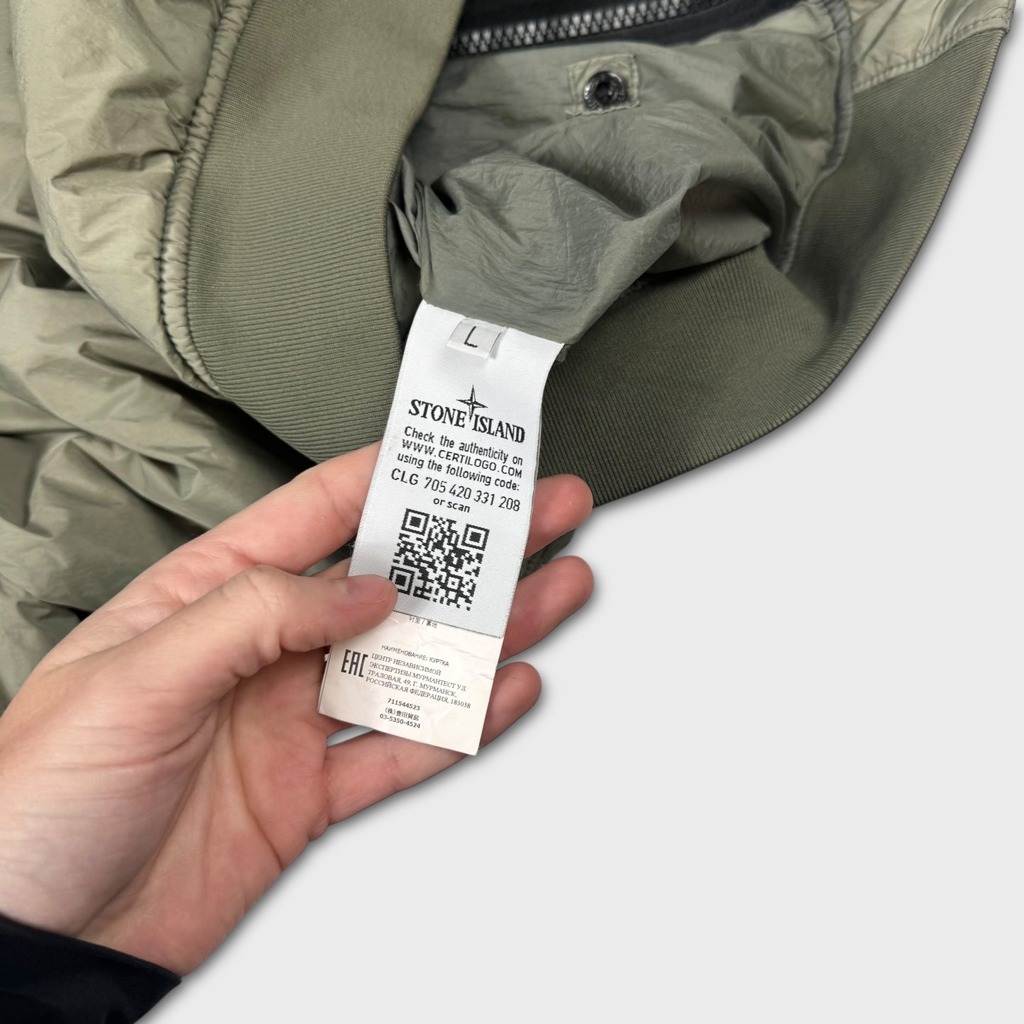 Stone Island Olive Garment Dyed Crinkle Reps NY L