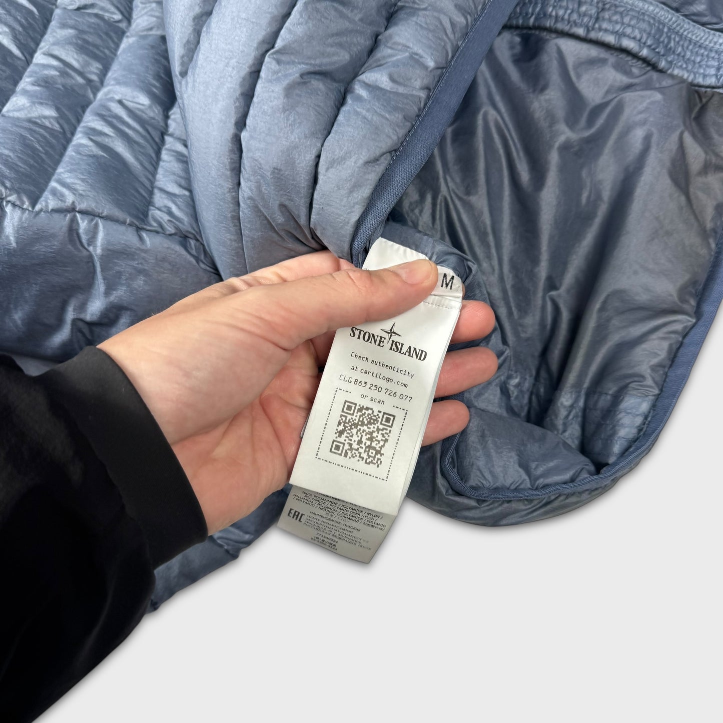 Stone Island Sky Blue Loom Woven Down Chambers R-Nylon Jacket M