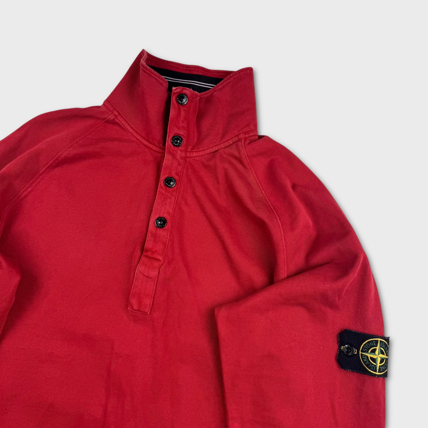 Stone Island Red 1/4 Zip / Button Sweatshirt XL