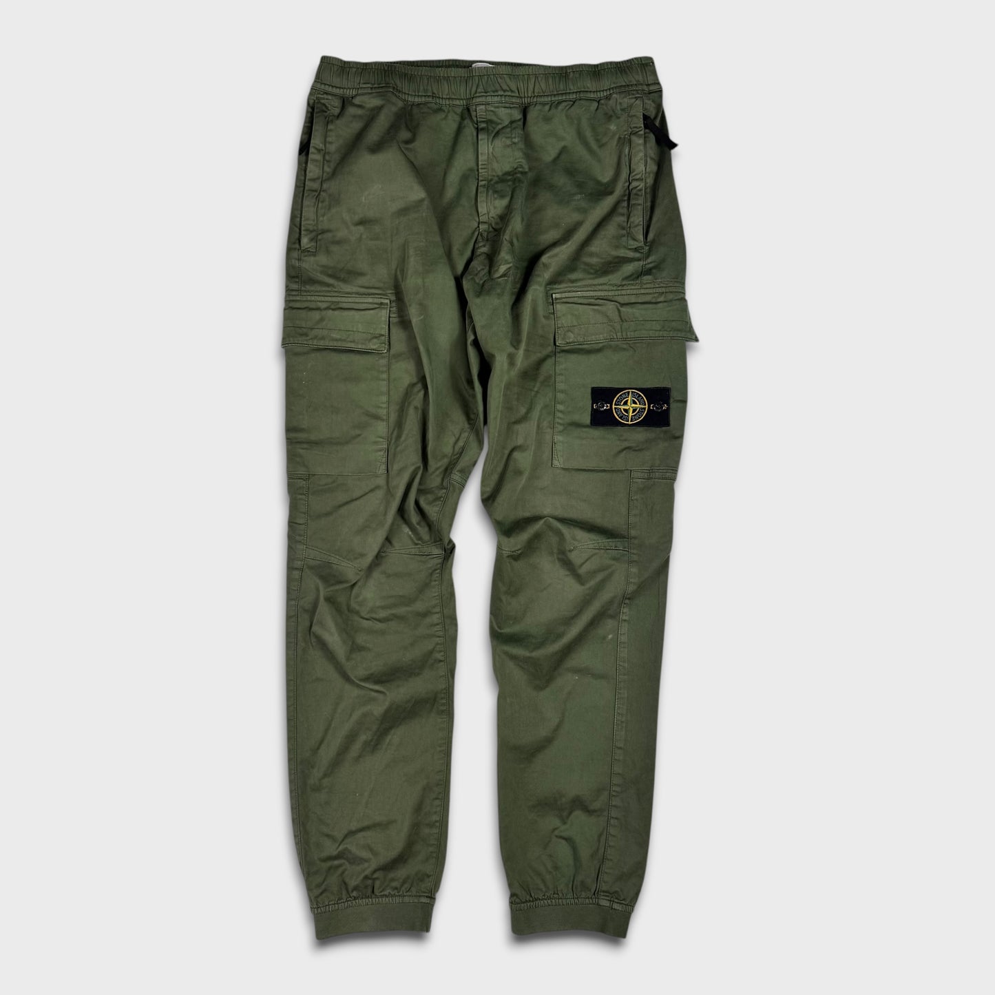 Stone Island Olive Cotton Cargo Pants W34