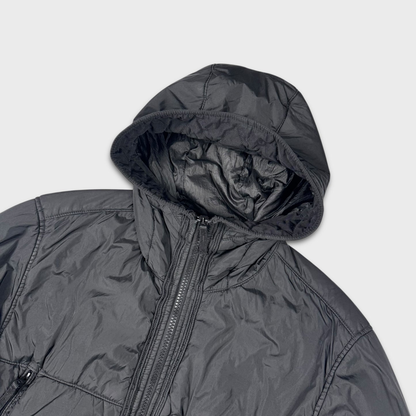 Stone Island Black Crinkle Reps NY Hooded Jacket XXL