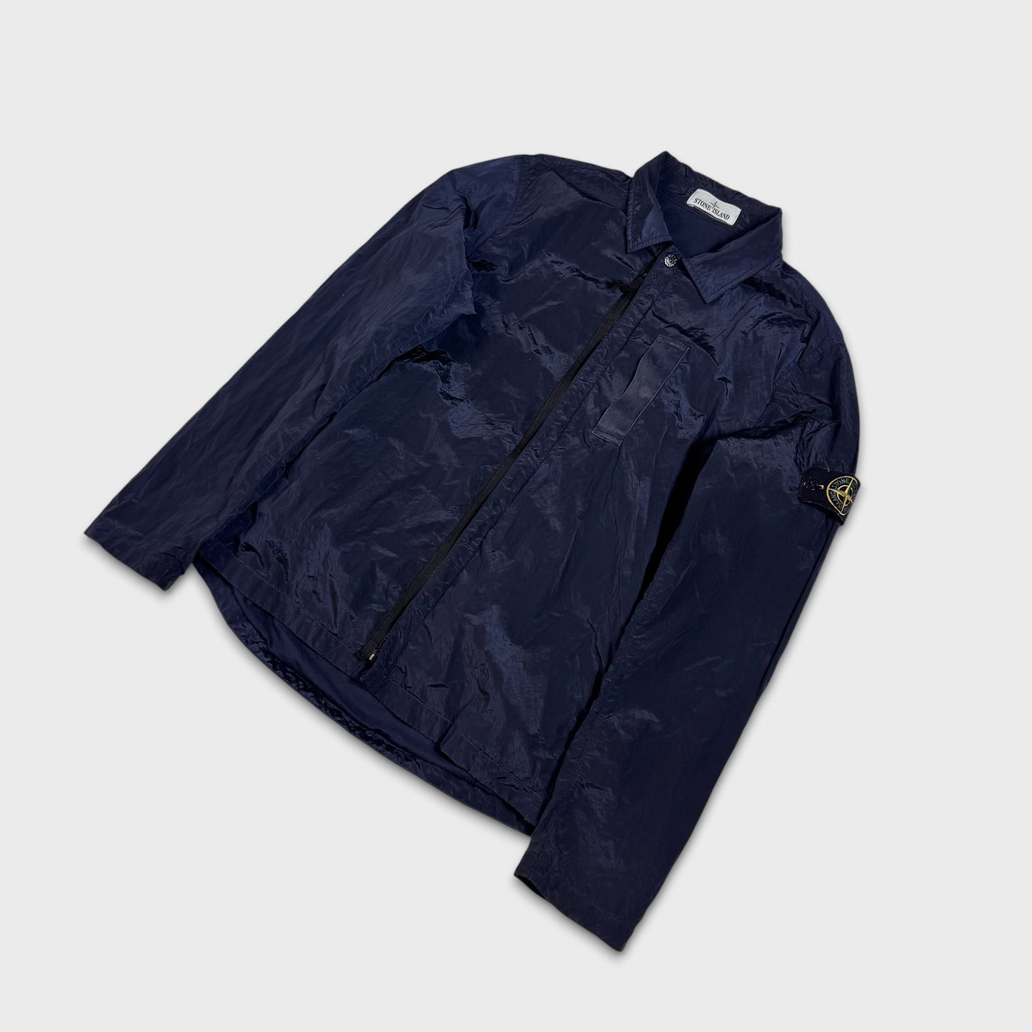 Stone Island Navy Lined Nylon Metal Overshirt M