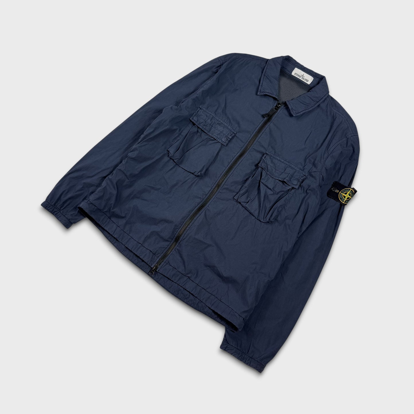 Stone Island Navy Mesh Overshirt Jacket L