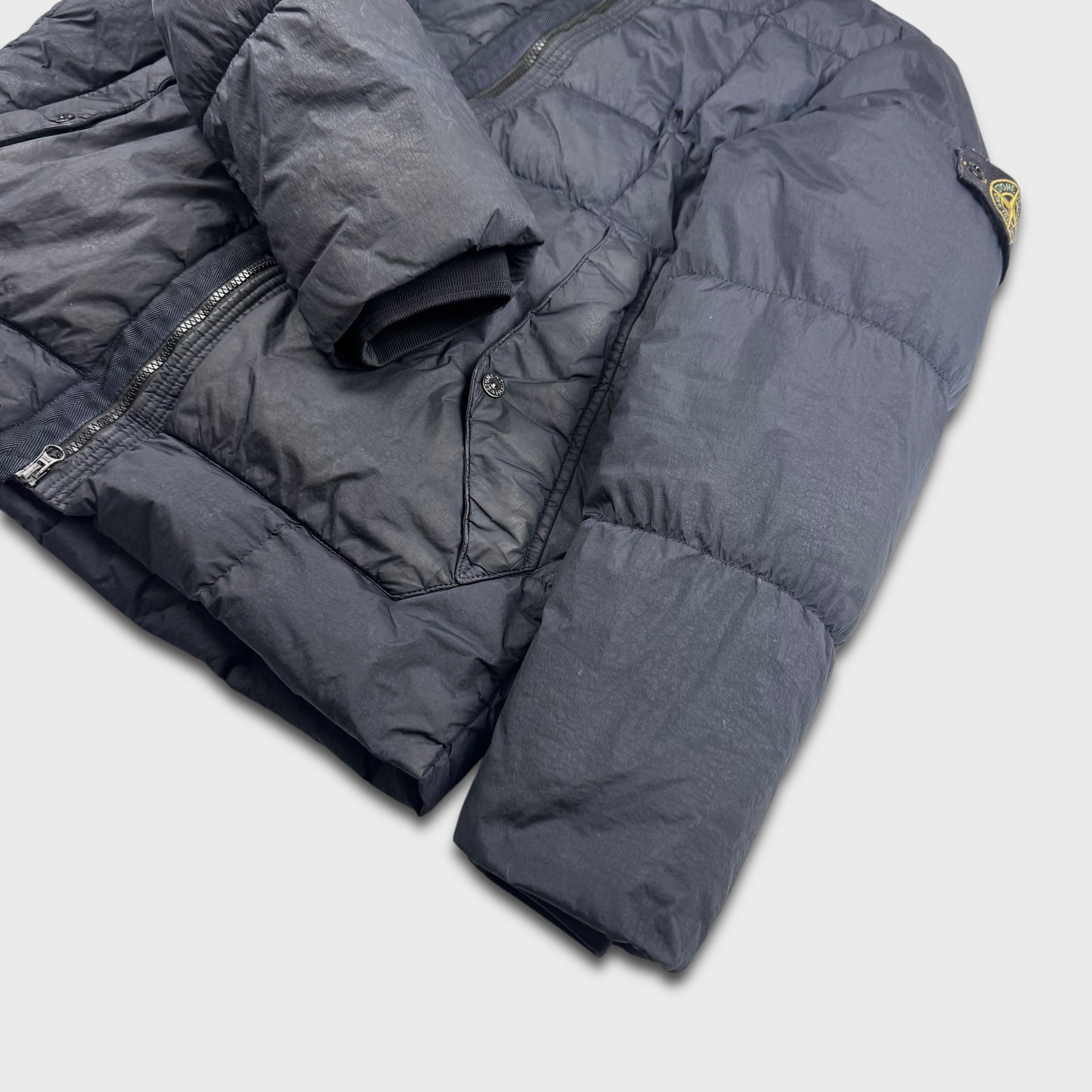 Stone Island Navy Garment Dyed Crinkle Reps NY Down Jacket XL