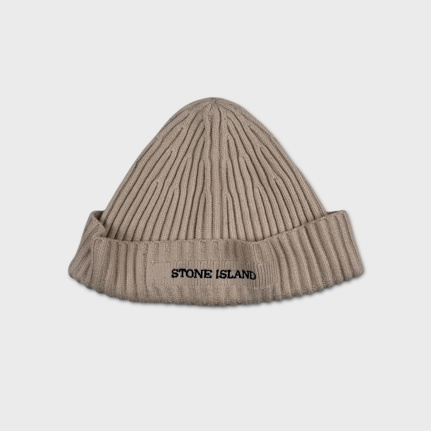 Stone Island Stencil Spellout Ribbed Beanie OS