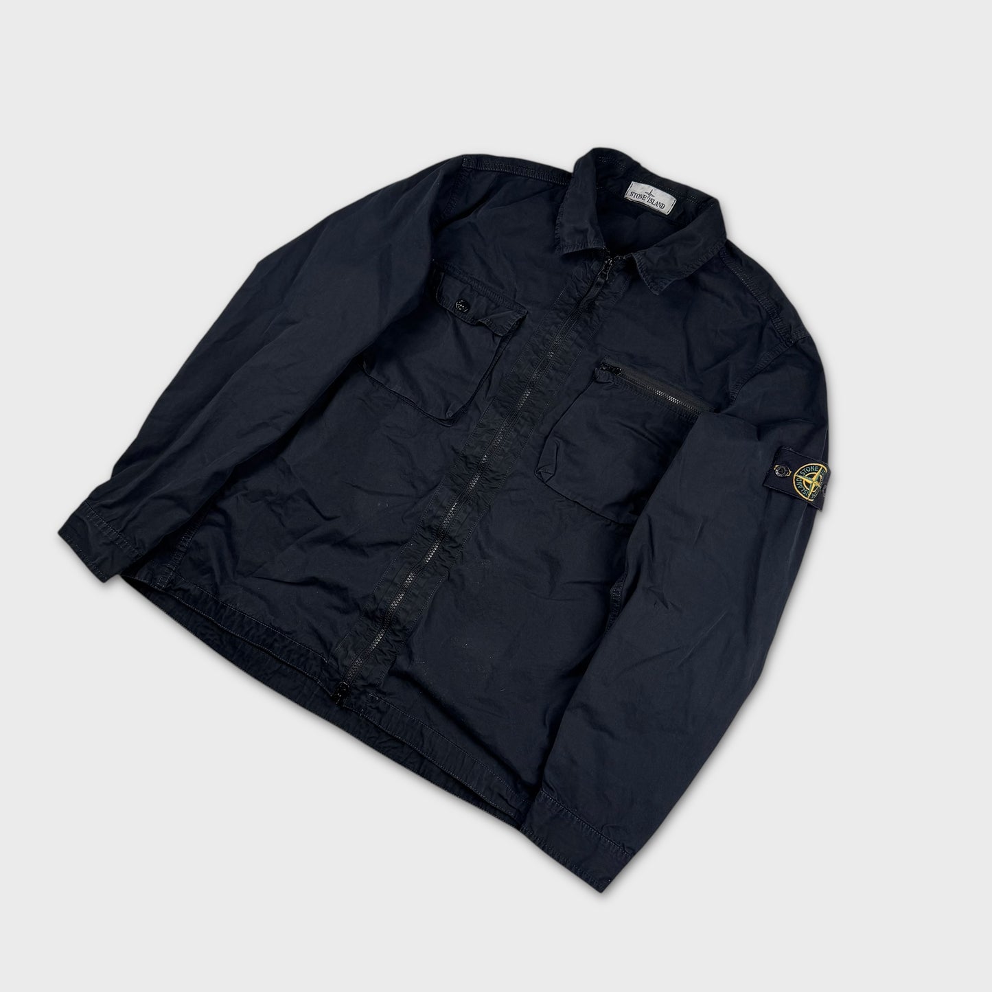 Stone Island Black Full Zip Overshirt XL