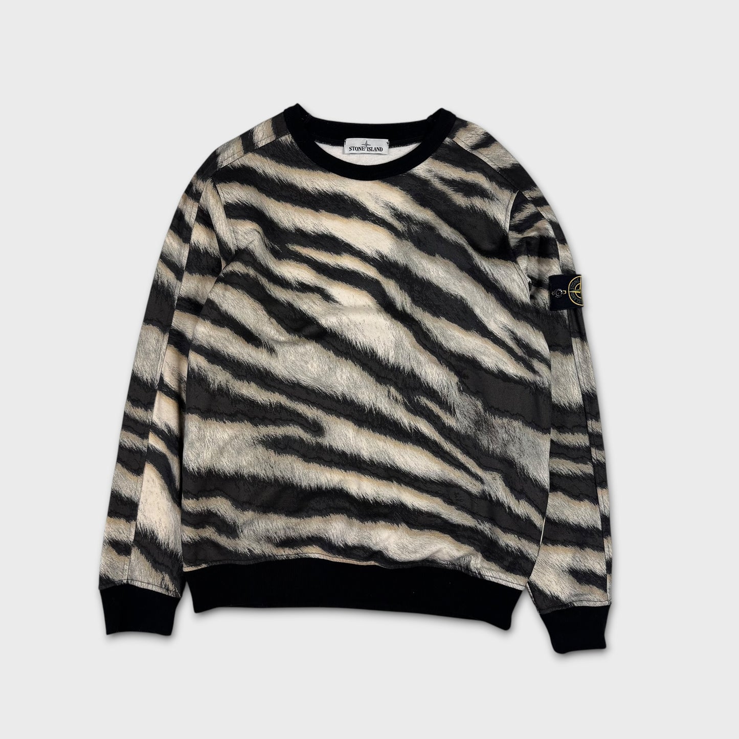 Stone Island White Tiger Pattern Crewneck L