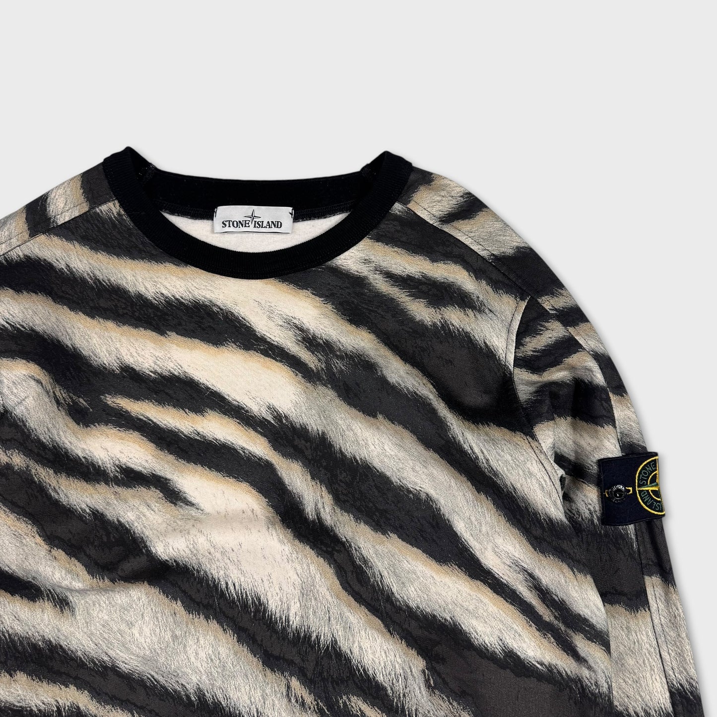 Stone Island White Tiger Pattern Crewneck L