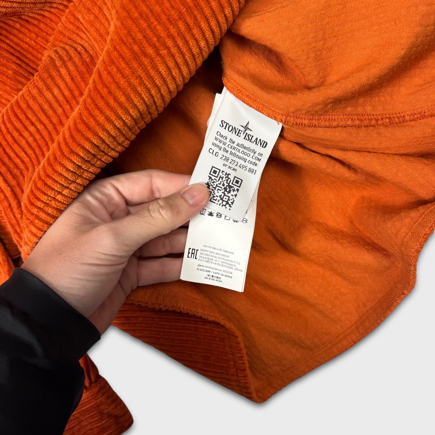 Stone Island Orange Corduroy Overshirt L