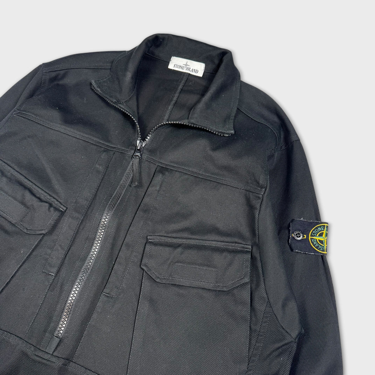Stone Island Black Canvas Pullover Smock Jacket M