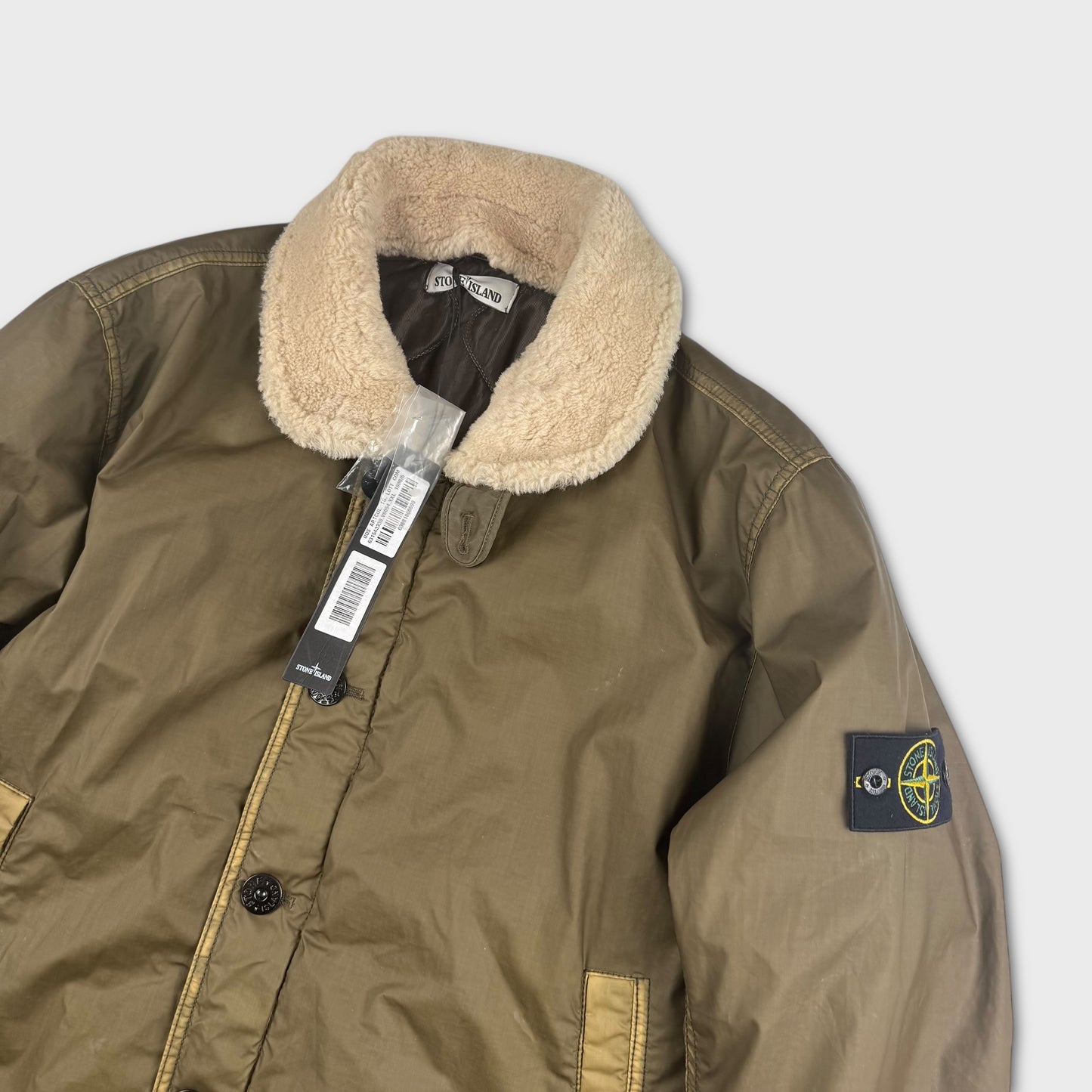 Stone Island Olive Mussola Gommata Flight Jacket XXL