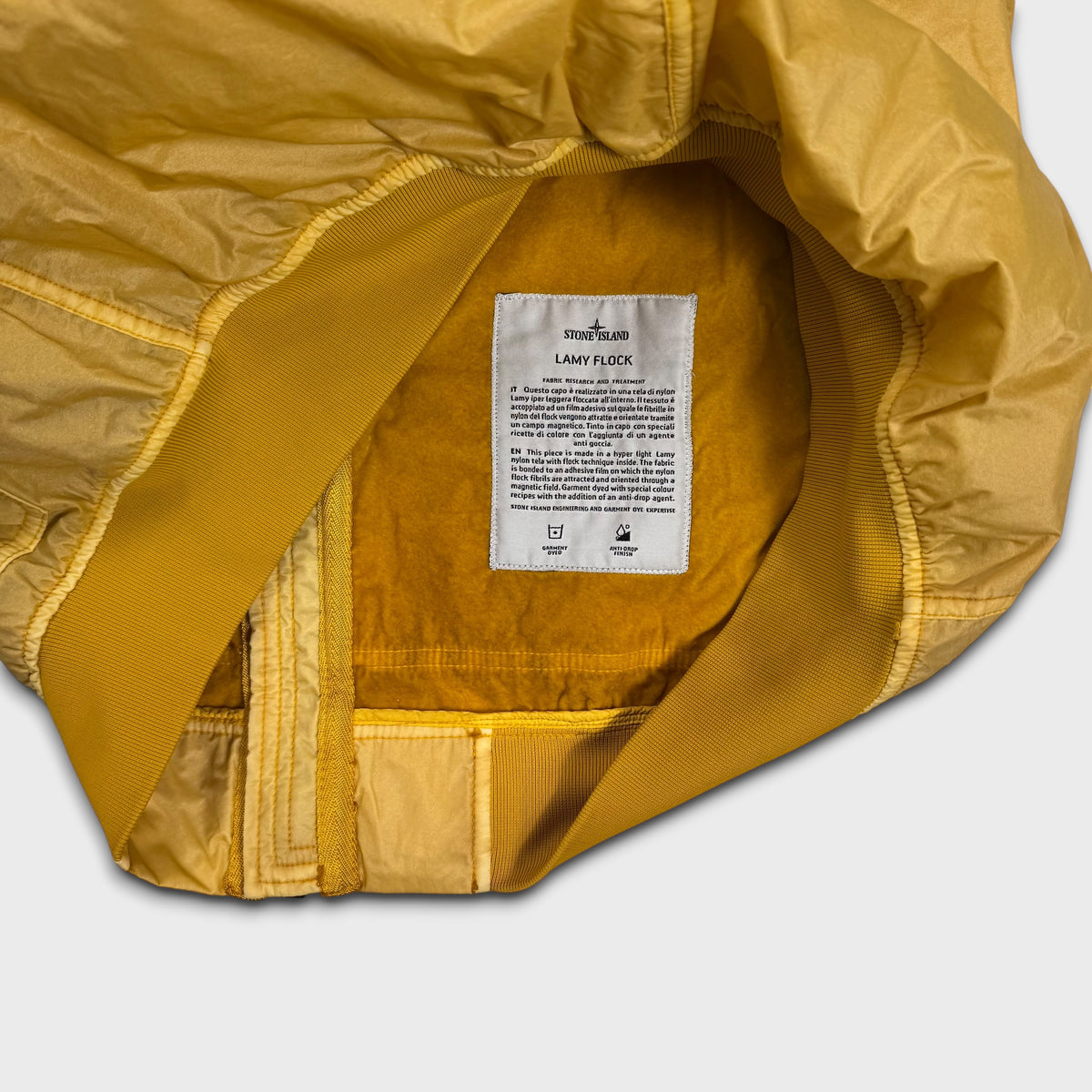 Stone Island Yellow Lamy Flock Velour Jacket M