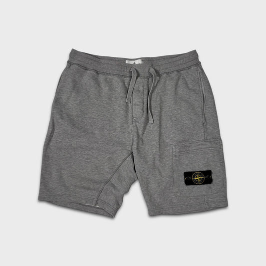 Stone Island Grey Cotton Badge Shorts L