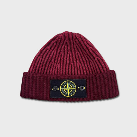 Stone Island Rare Two-Tone Ribbed Badge Beanie OS
