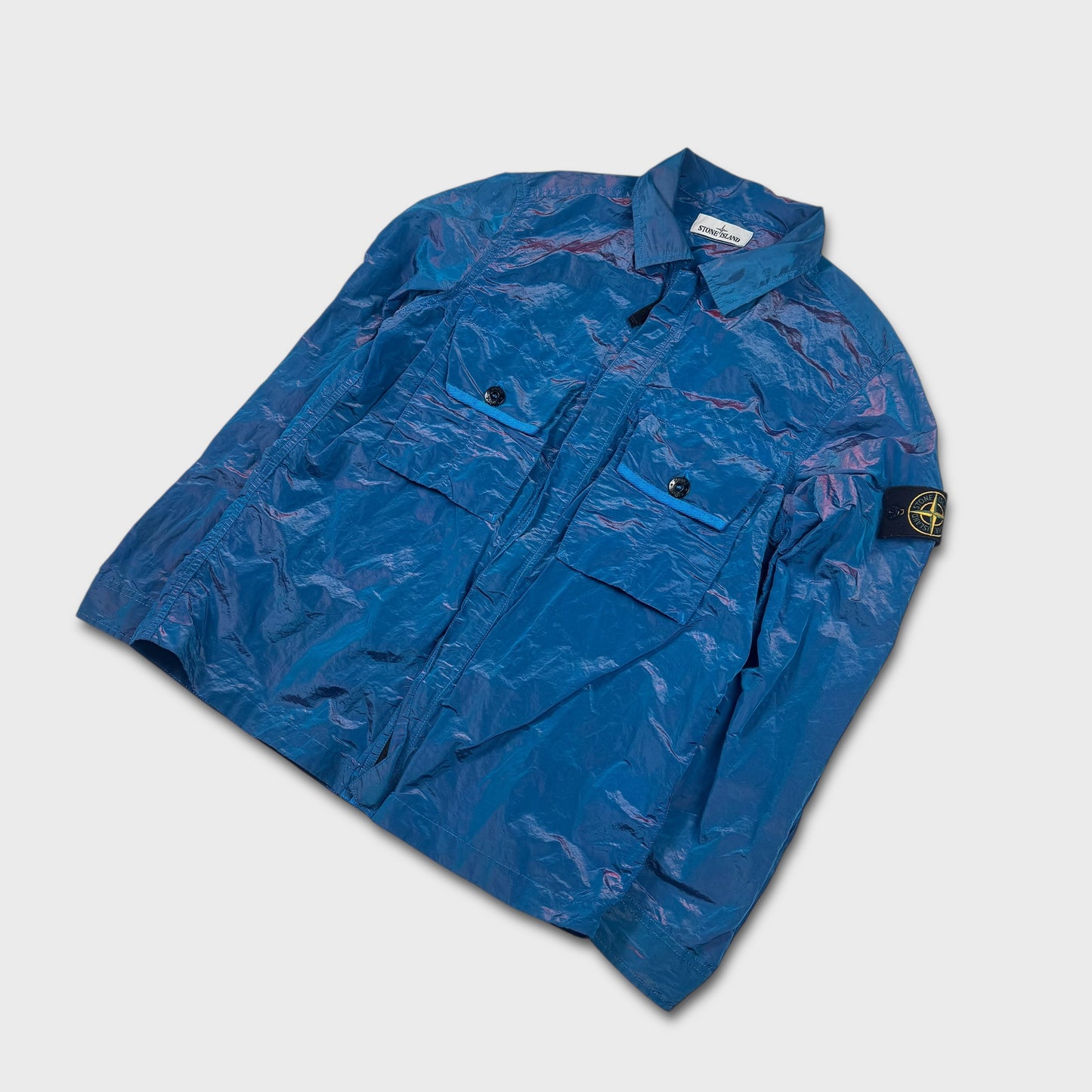 Stone Island Pink / Blue Nylon Metal Weft Overshirt L