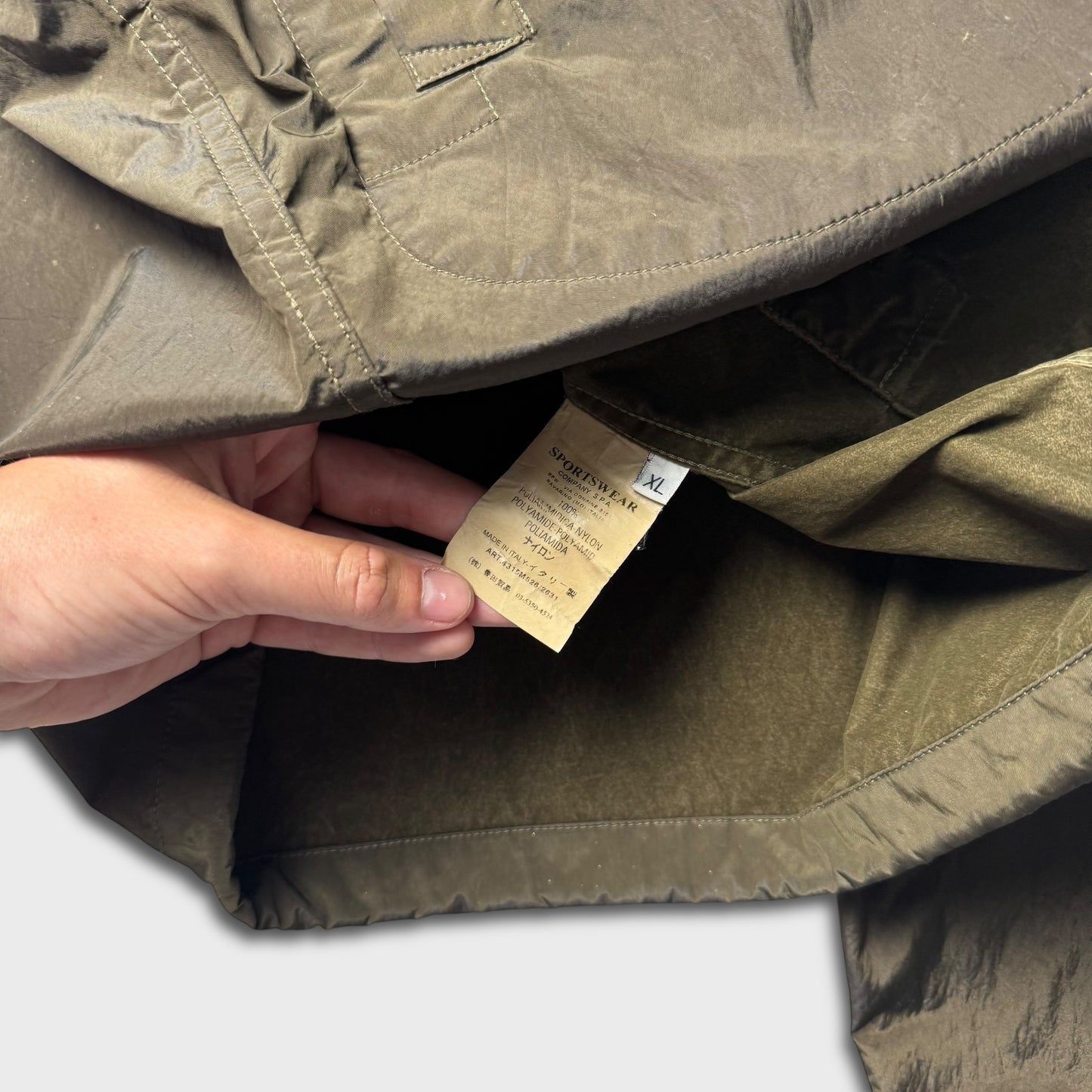 Stone Island 2007 Spellout Nylon Flock Jacket XL
