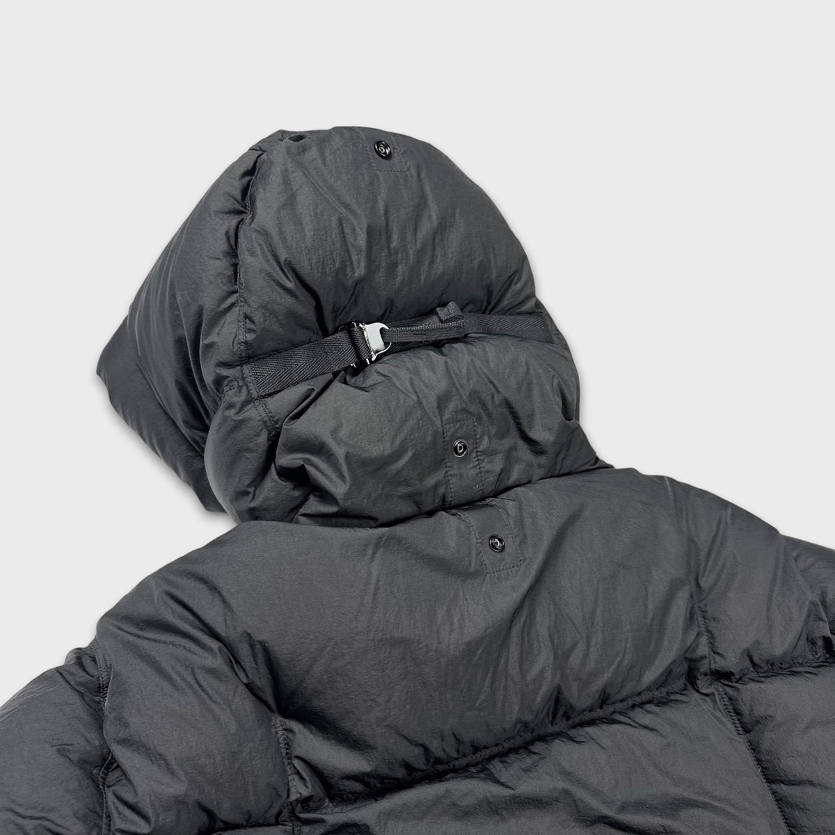 Stone Island Black Seam Faded Light Nylon Tela Down Puffer Jacket L