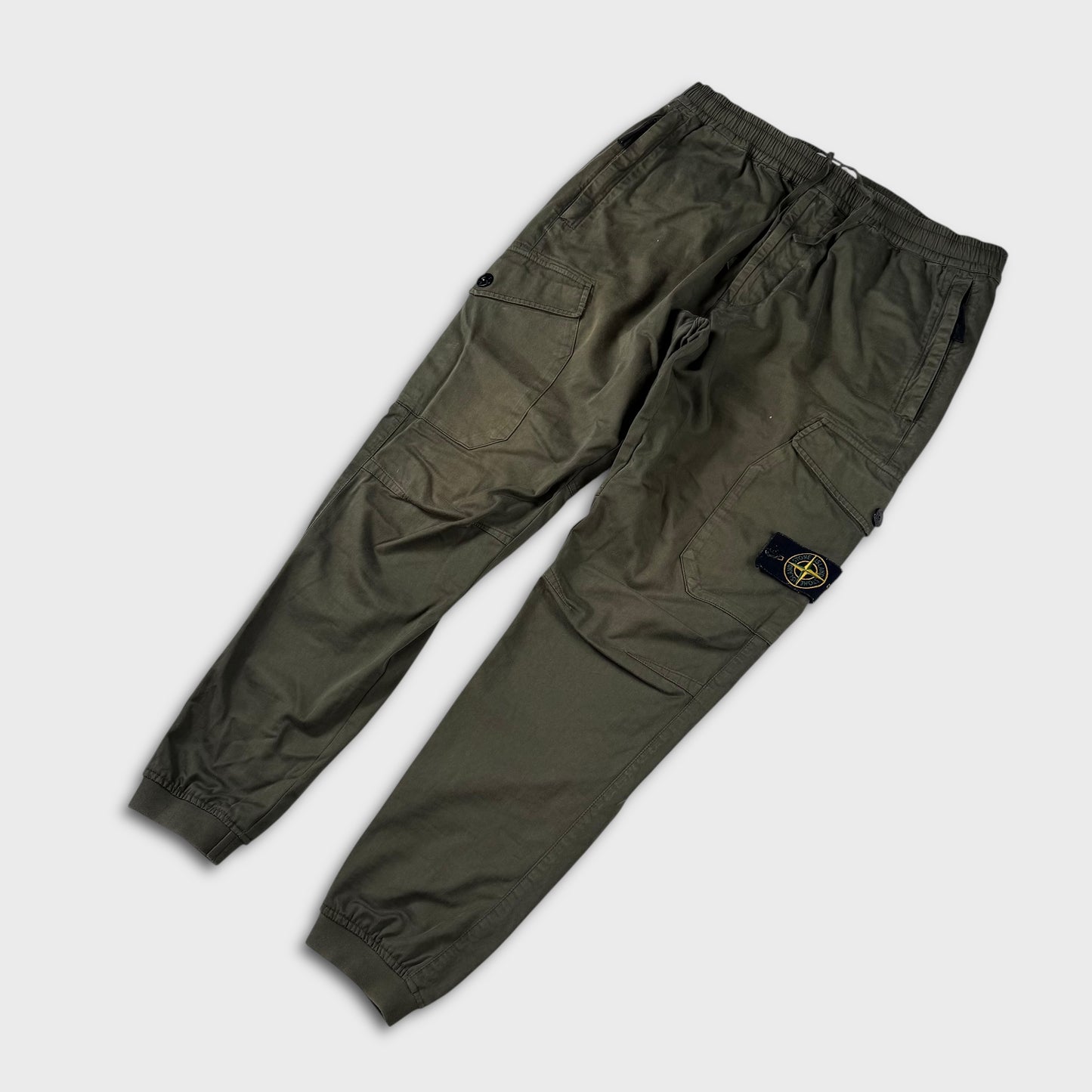 Stone Island Olive Tela Cargo Trousers W34