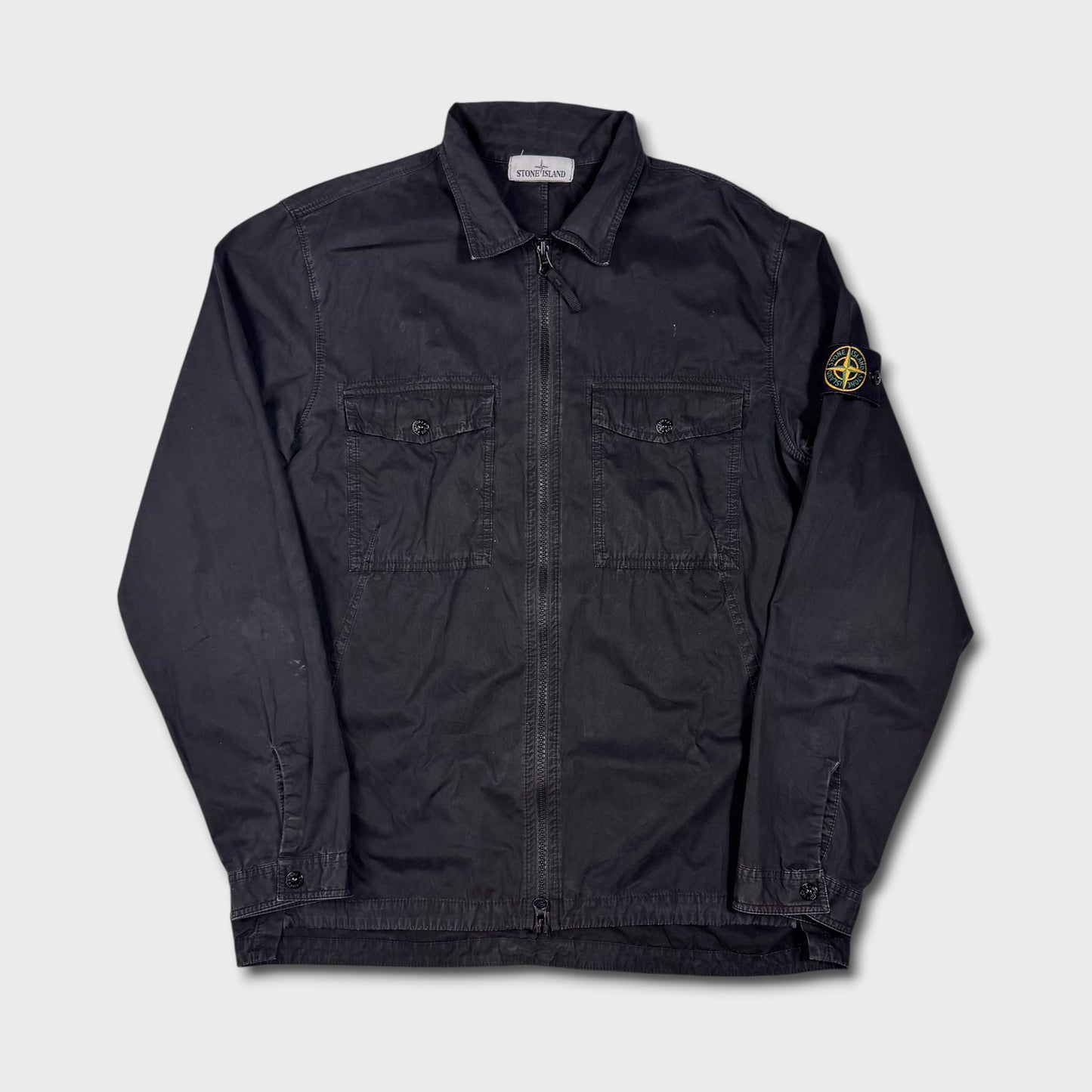 Stone Island Black Full Zip Overshirt XL