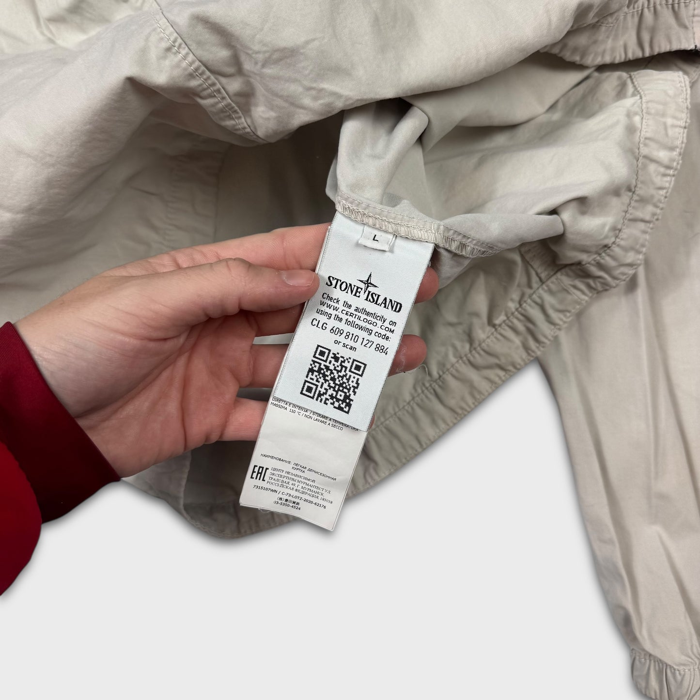 Stone Island Off White Full Zip Overshirt L