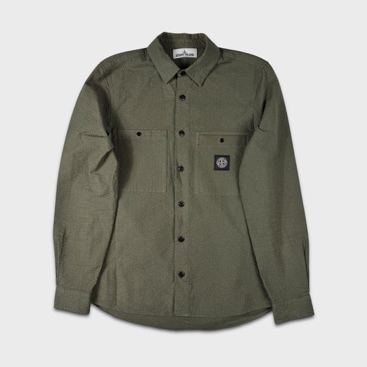 Stone Island Seersucker Olive Overshirt S