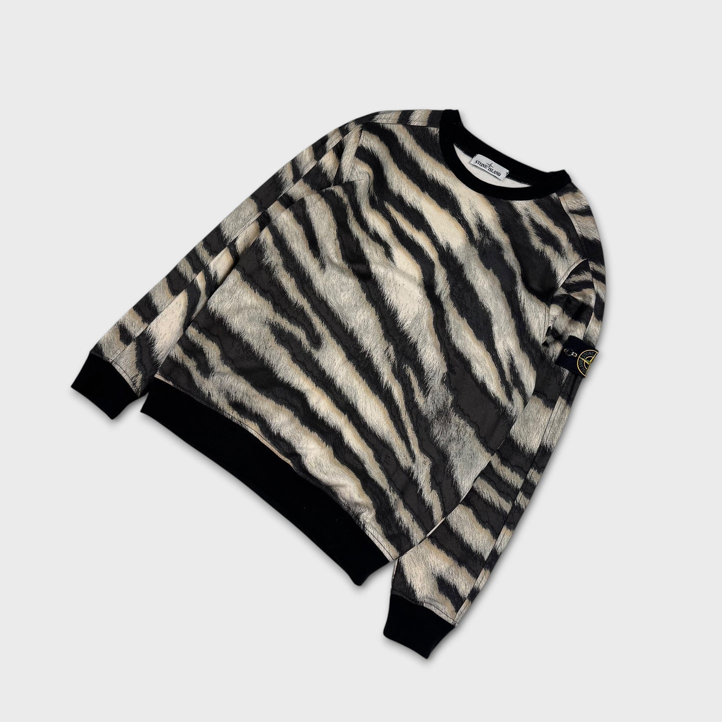 Stone Island White Tiger Pattern Crewneck L