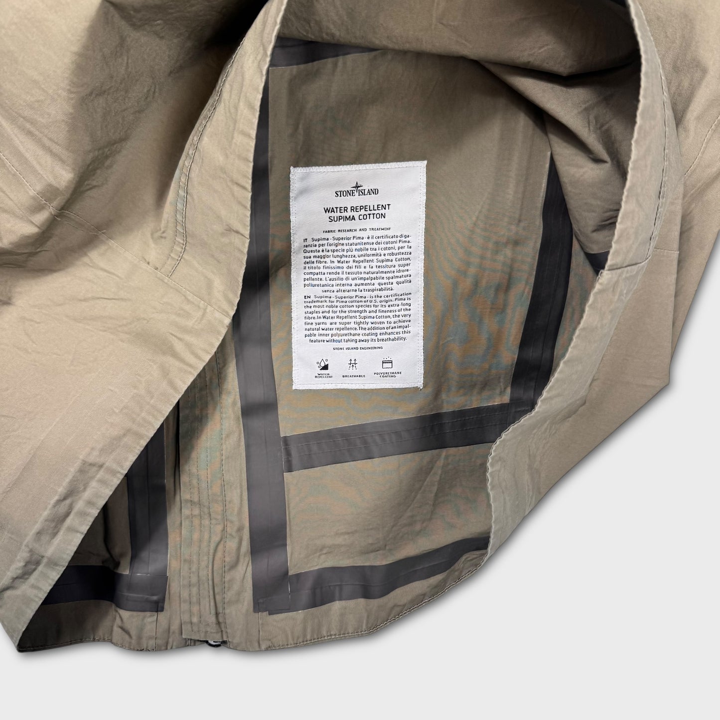 Stone Island Khaki Water Repellent Supima Cotton XL