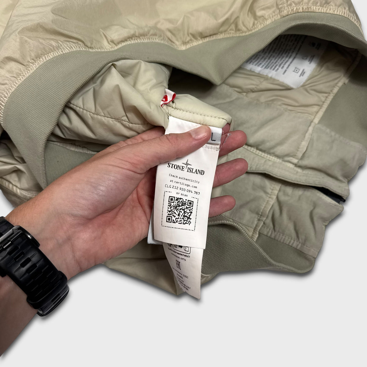 Stone Island Natural Garment Dyed Crinkle Reps W/ Primaloft Jacket L
