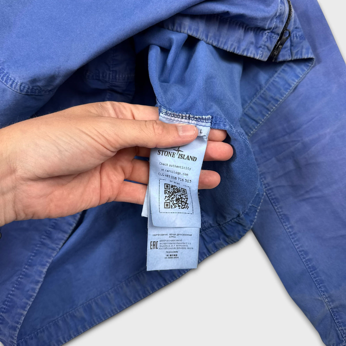 Stone Island Royal Blue Full Zip Overshirt L