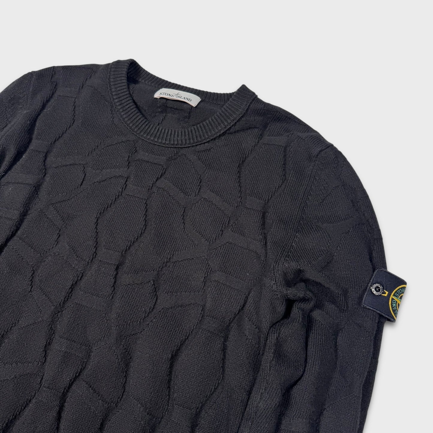 Stone Island Black Wave Pattern Knit L