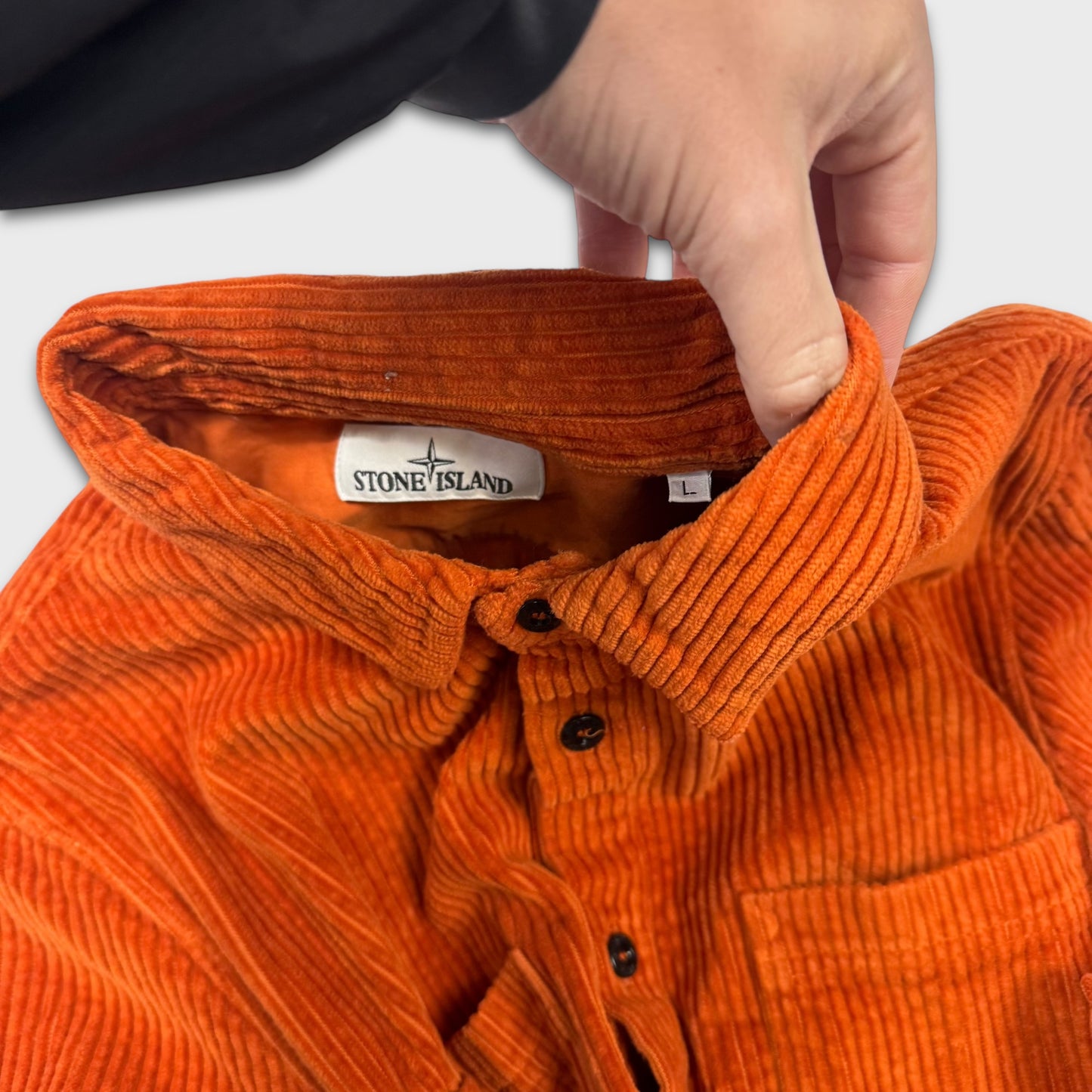 Stone Island Orange Corduroy Overshirt L