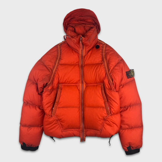 Stone Island Orange Opaque Nylon Goose Down Jacket L