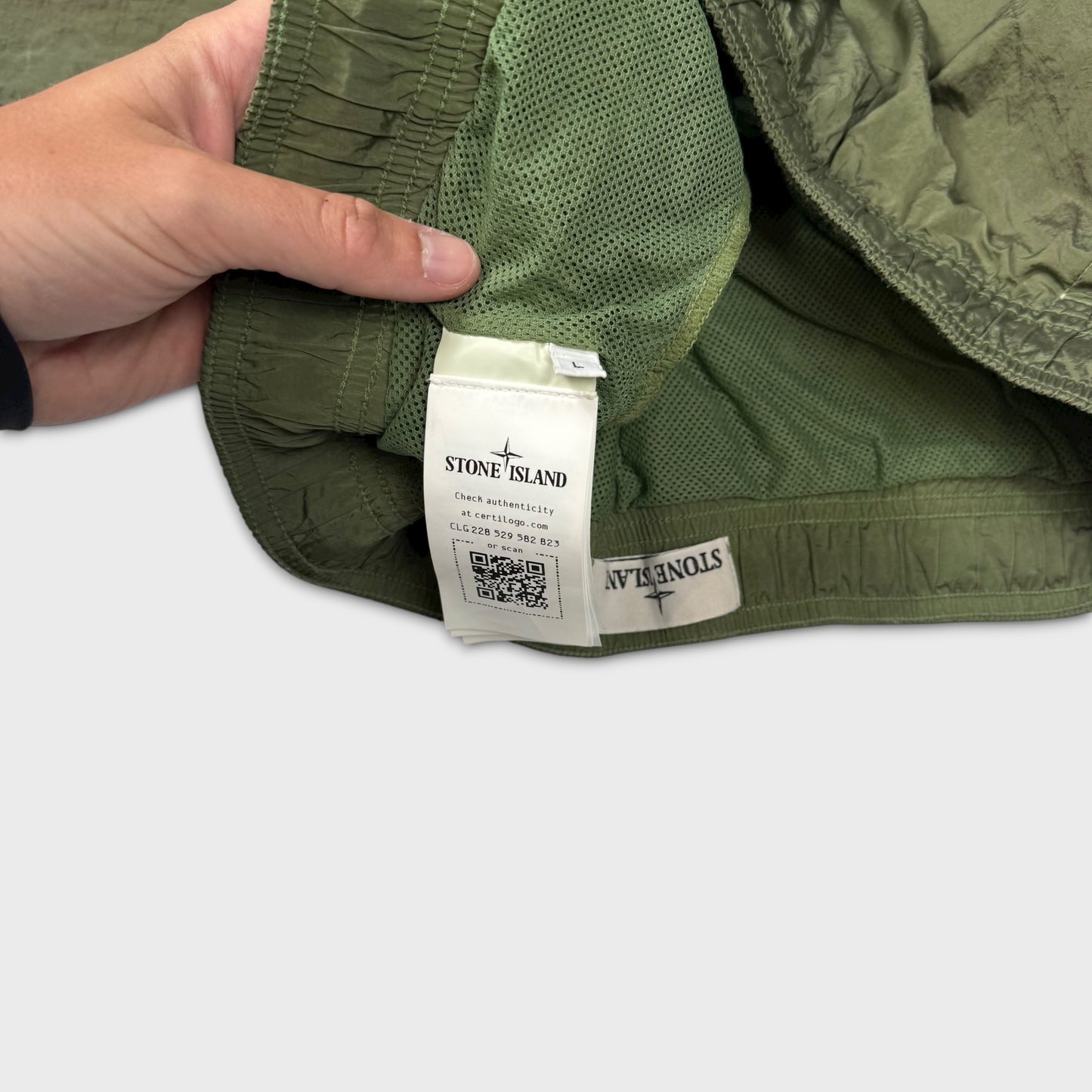 Stone Island Olive Nylon Metal Shorts L