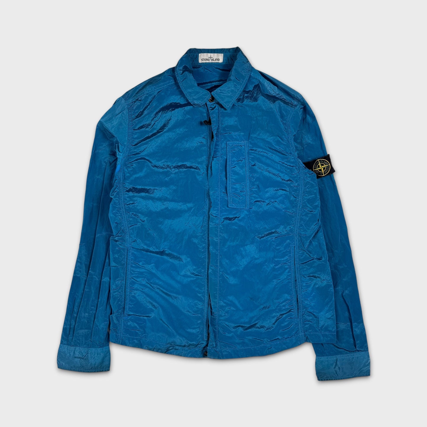 Stone Island Electric Blue Nylon Metal Overshirt L