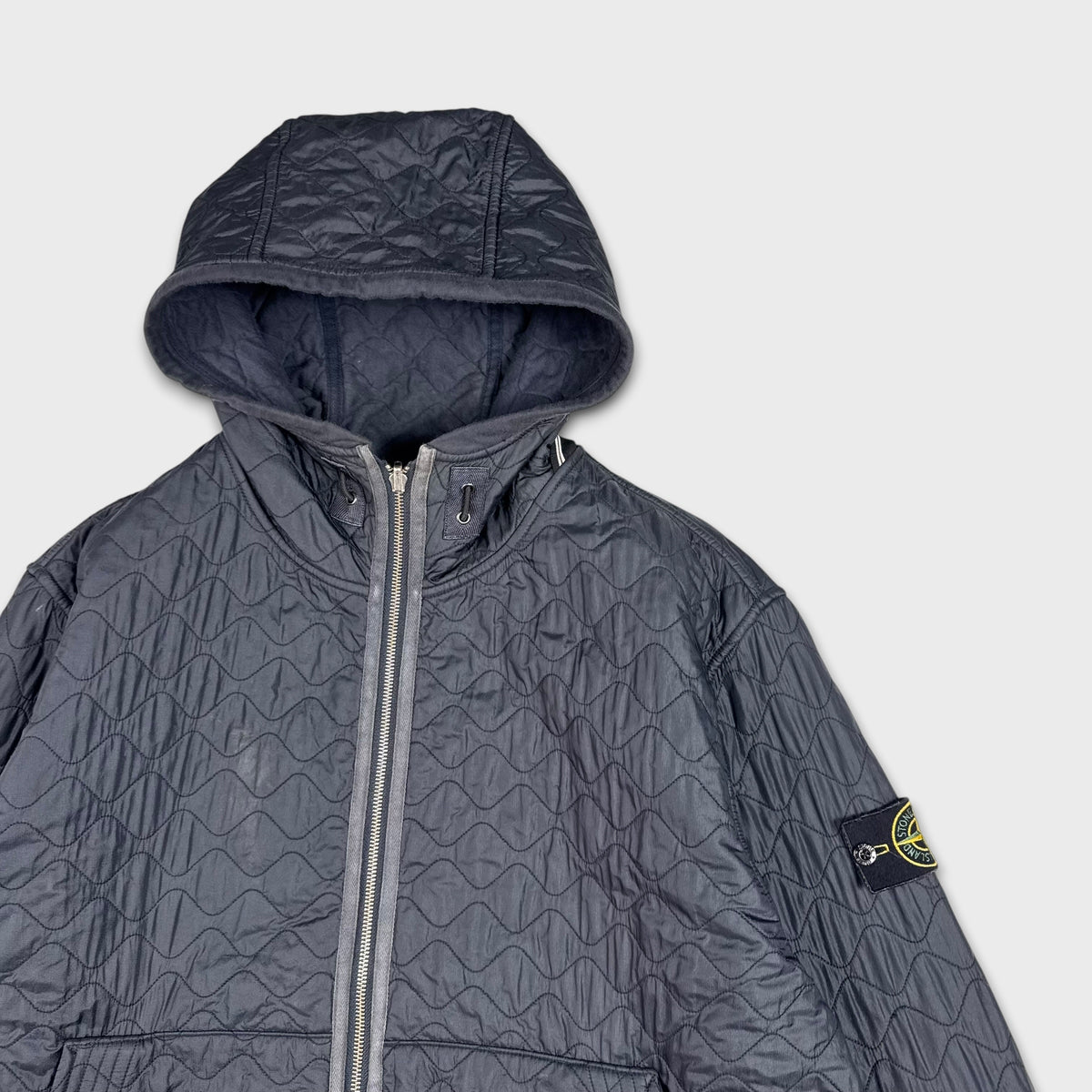 Stone Island Reversible Quilted Wave Pattern Hooded Jacket 3XL