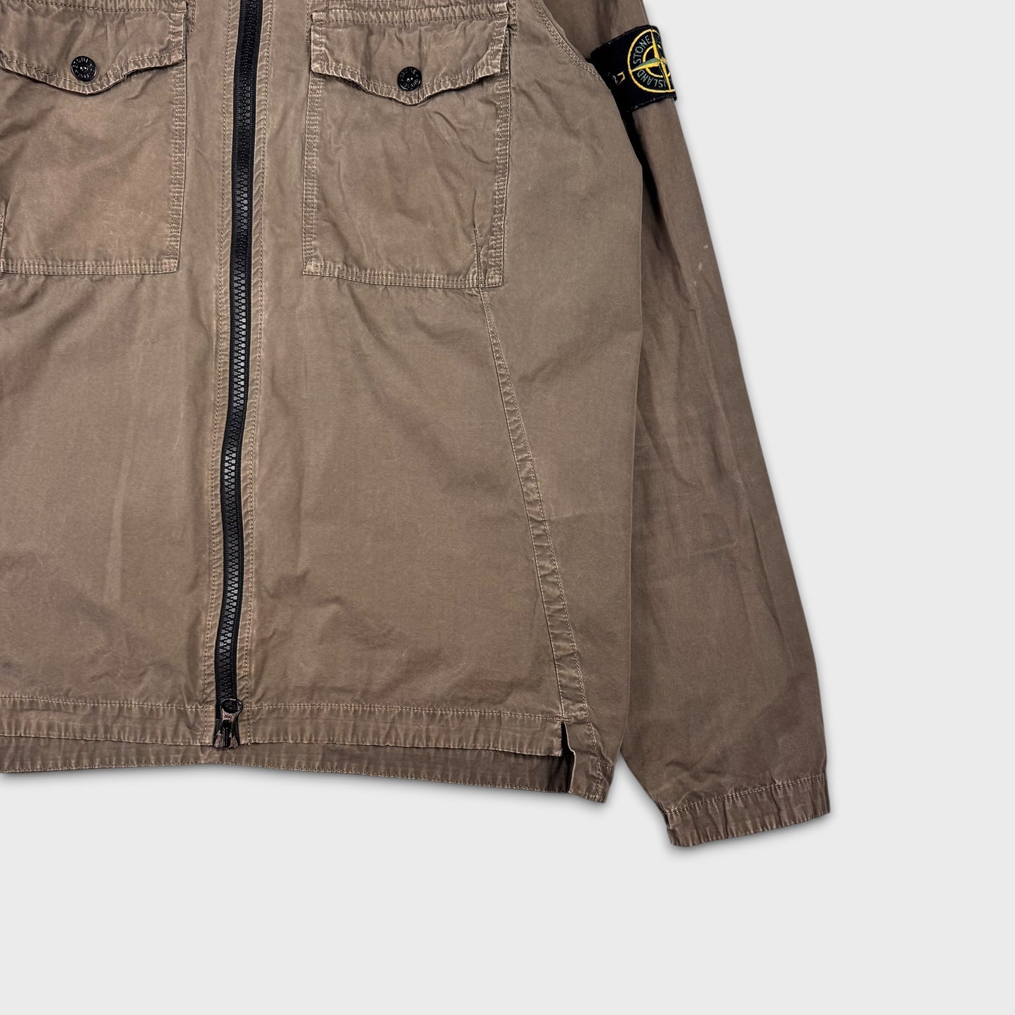 Stone Island Olive Hooded Full Zip Overshirt Jacket M