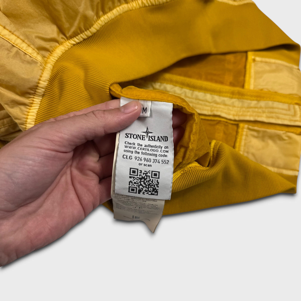 Stone Island Yellow Lamy Flock Velour Jacket M