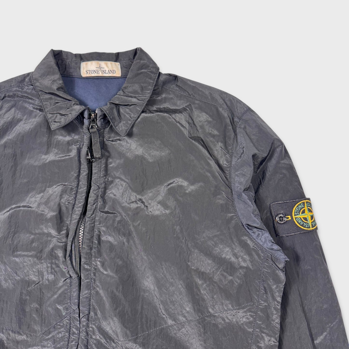 Stone Island Navy Lined Nylon Metal Overshirt L