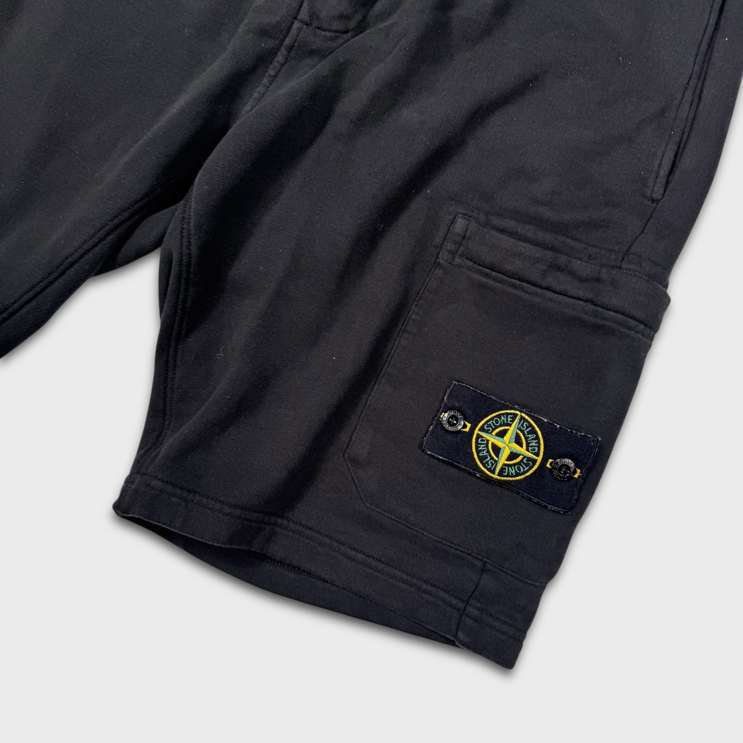 Stone Island Black Cotton Badge Shorts M