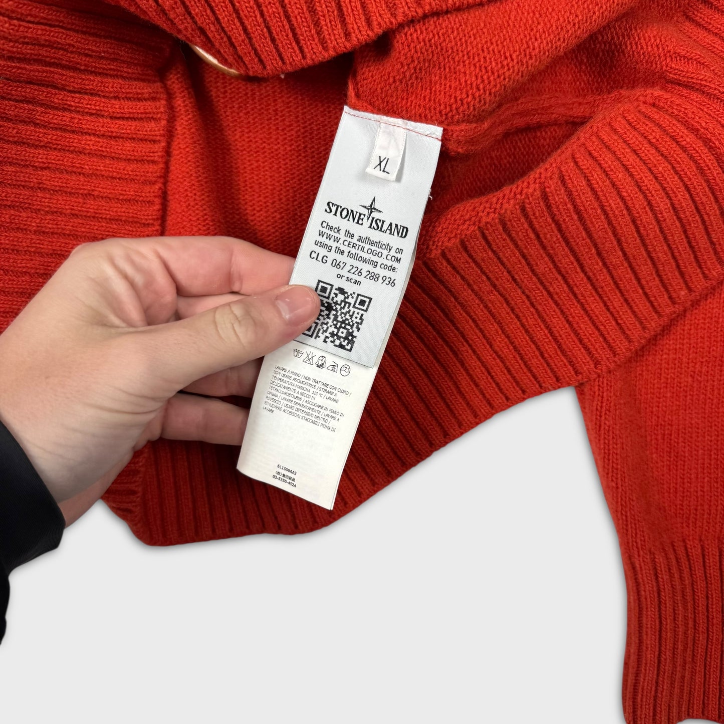 Stone Island Orange Knit Crewneck XL