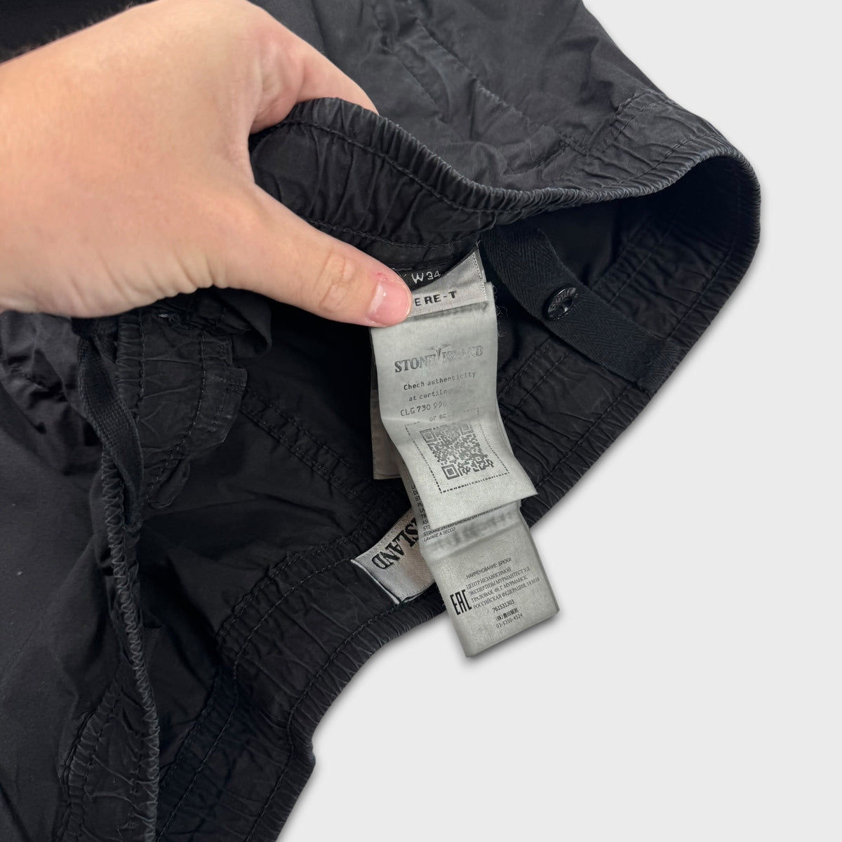 Stone Island Black Tela Cargo Pants W34