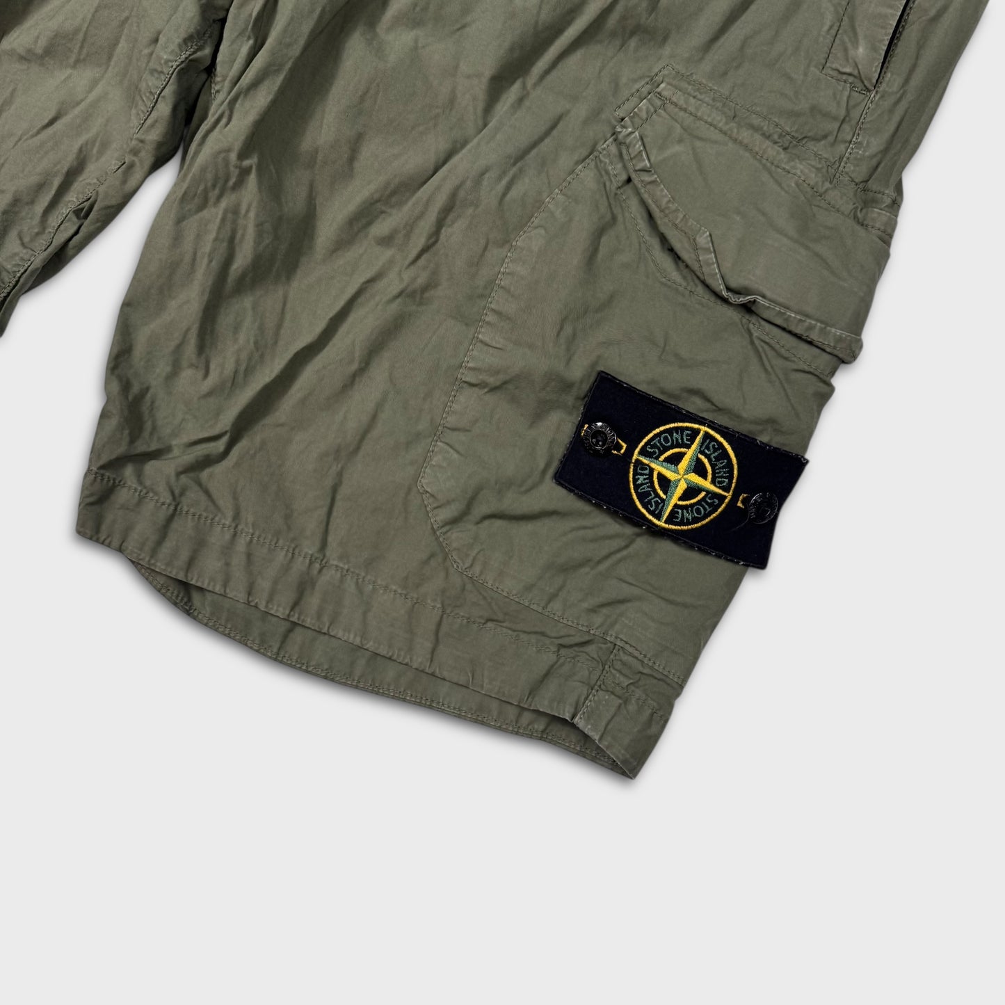 Stone Island Olive Tela Cargo Shorts W31