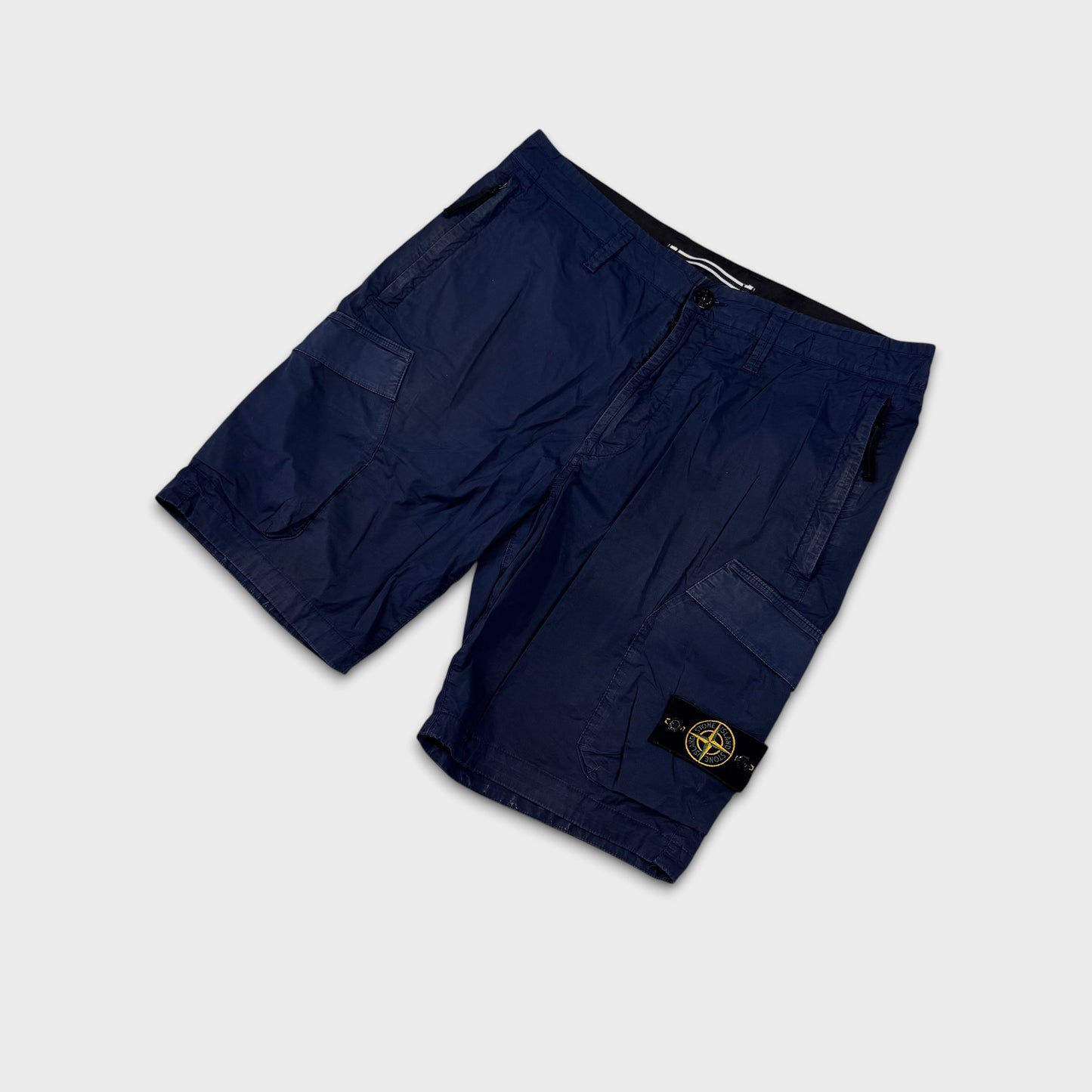 Stone Island Navy Tela Cargo Shorts W34