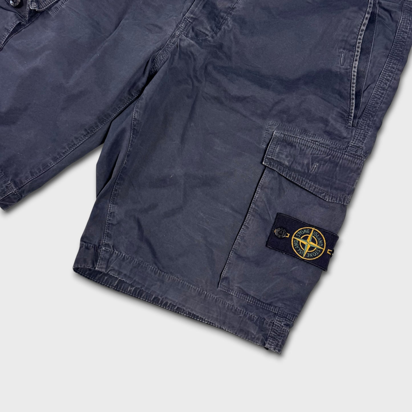 Stone Island Navy Badge Cargo Shorts W36