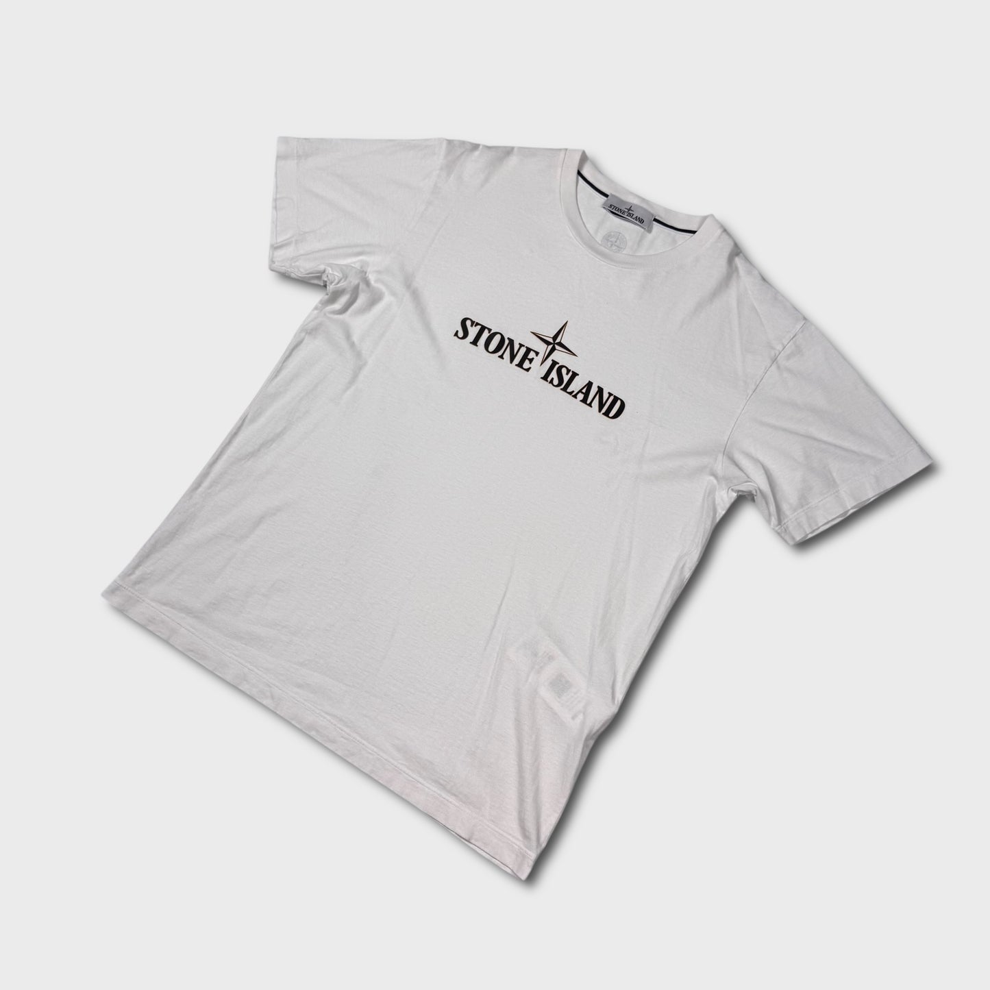 Stone Island White 3D Spellout T-Shirt XL