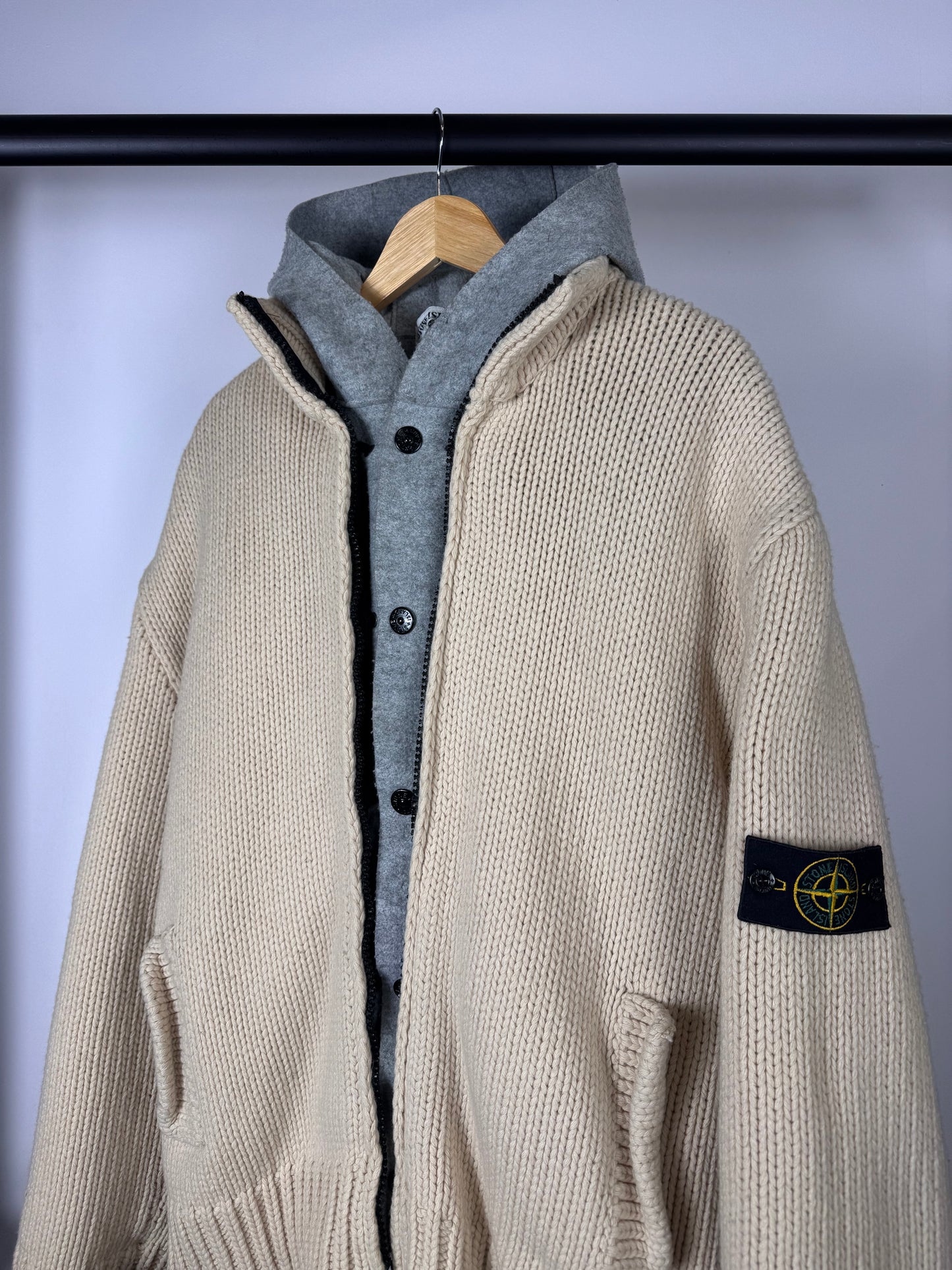 Stone Island AW2003 Heavyweight Dutch Rope Knit Liner Jacket XXL