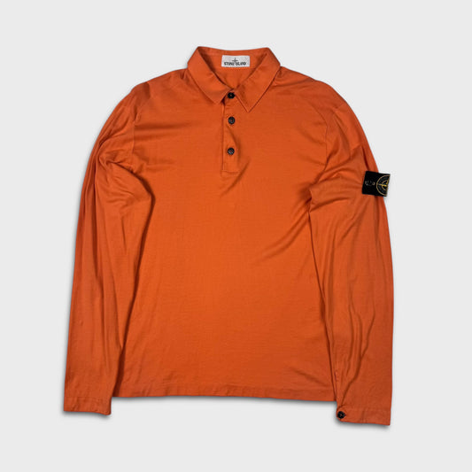 Stone Island Orange Button Up Top L