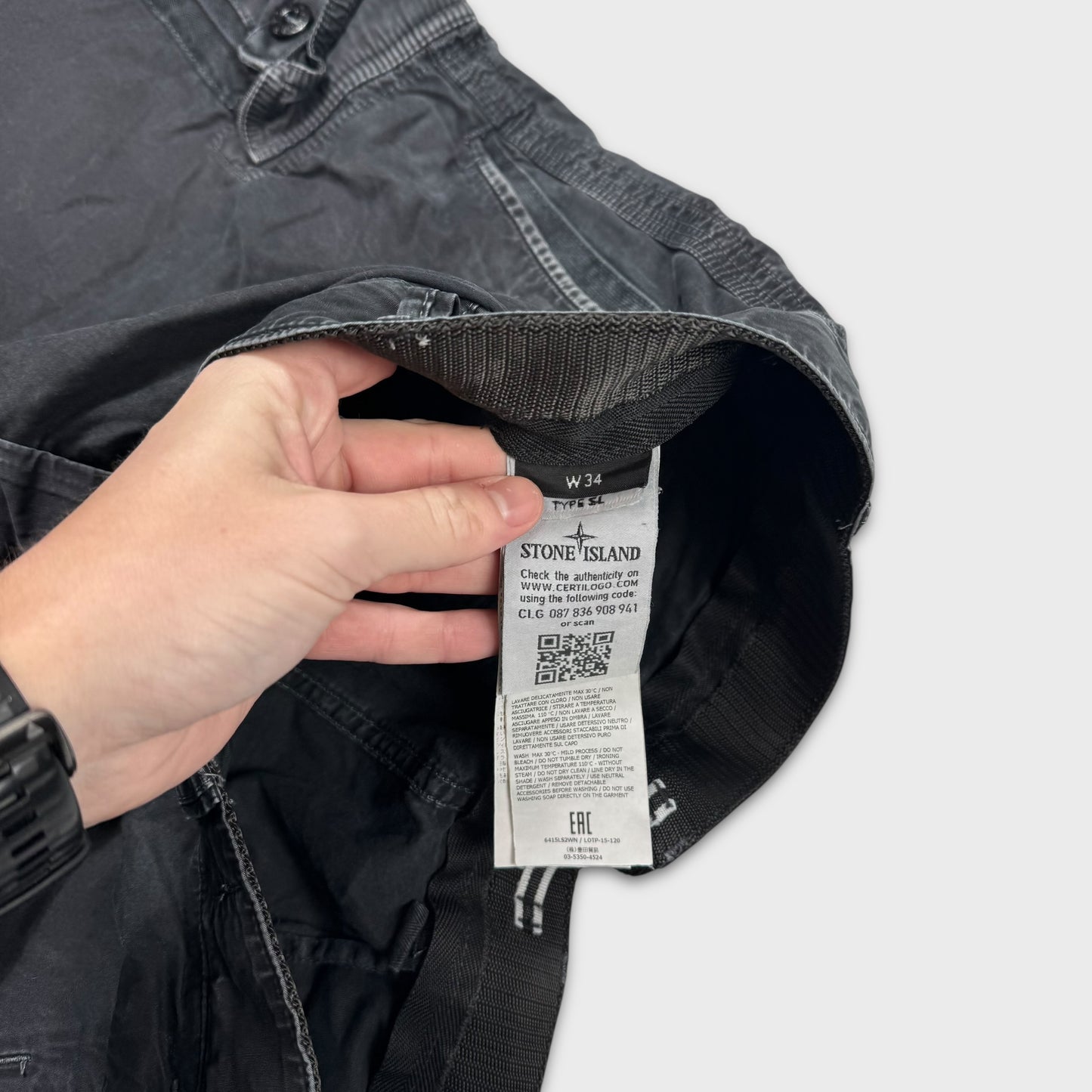 Stone Island Black Cargo Shorts W34