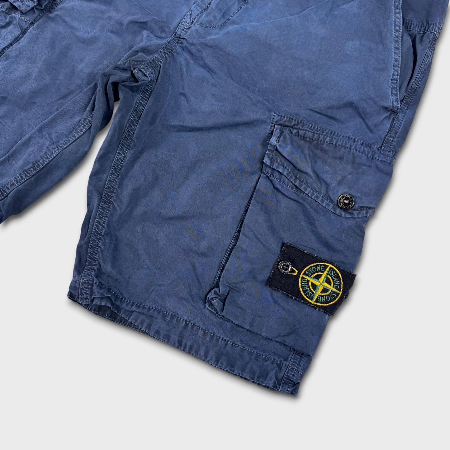 Stone Island Blue Washed Cargo Shorts W31